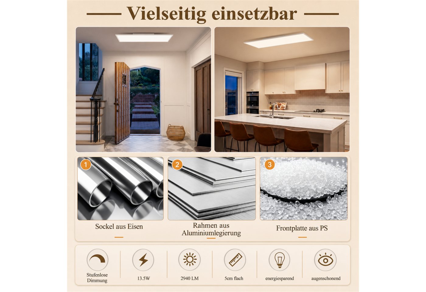 Nettlife LED Panel dimmbar Schwarz/Weiß 100CM 13.5W Fernbedienung flach Deckenleuchte, LED fest integriert, Warmweiß/Neutralweiß/Kaltweiß Farbtemperatur für Woh – Bild 4 von 5