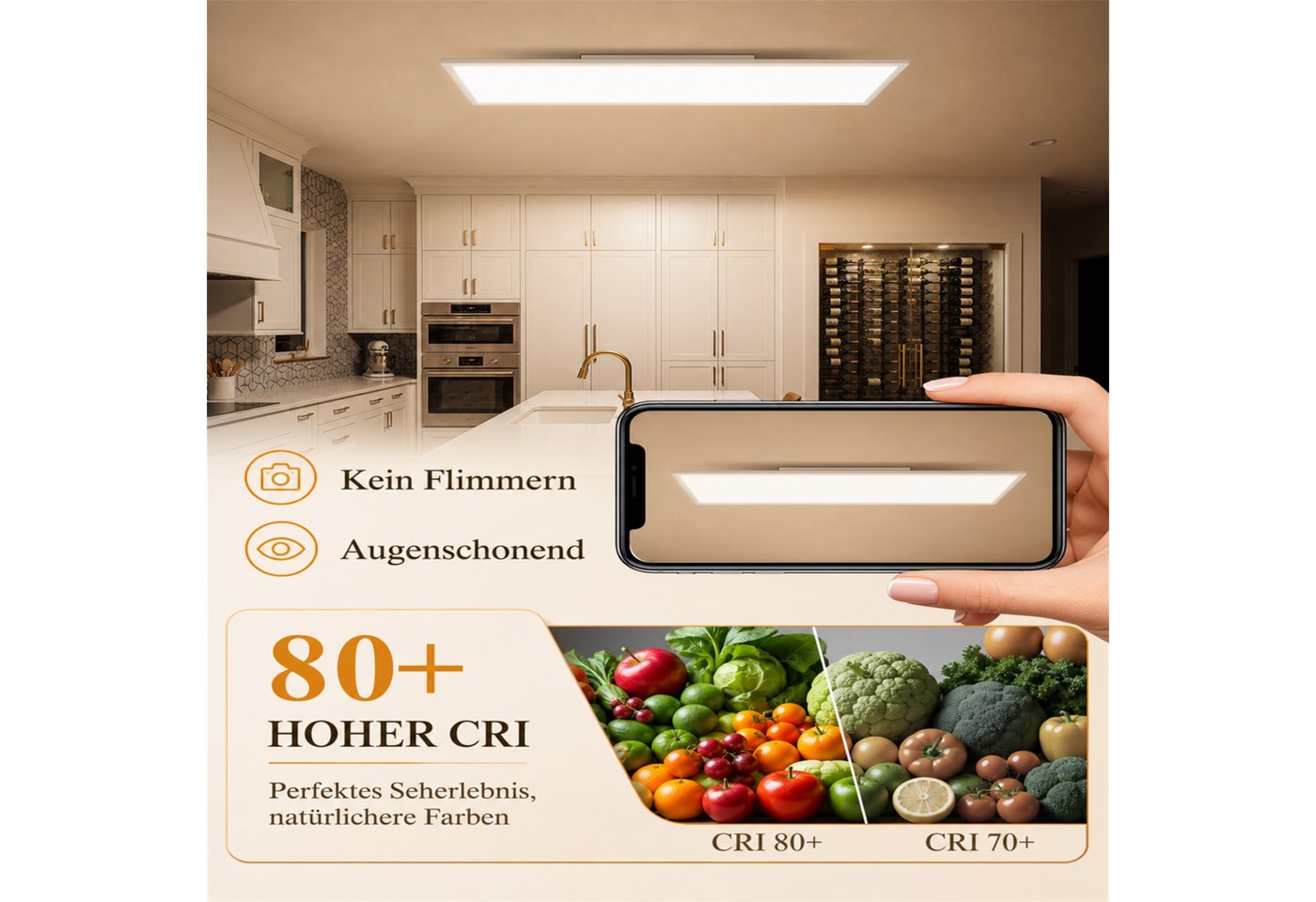 Nettlife LED Panel dimmbar Schwarz/Weiß 100CM 13.5W Fernbedienung flach Deckenleuchte, LED fest integriert, Warmweiß/Neutralweiß/Kaltweiß Farbtemperatur für Woh – Bild 5 von 5