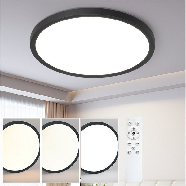Nettlife LED Panel Flach Dimmbar Deckenleuchte 30cm Rund Weiß 24W zimmer, Dimmbar mit Fernbedienung, LED fest integriert, Kaltweiß, Warmweiß, Neutralweiß, Flurl