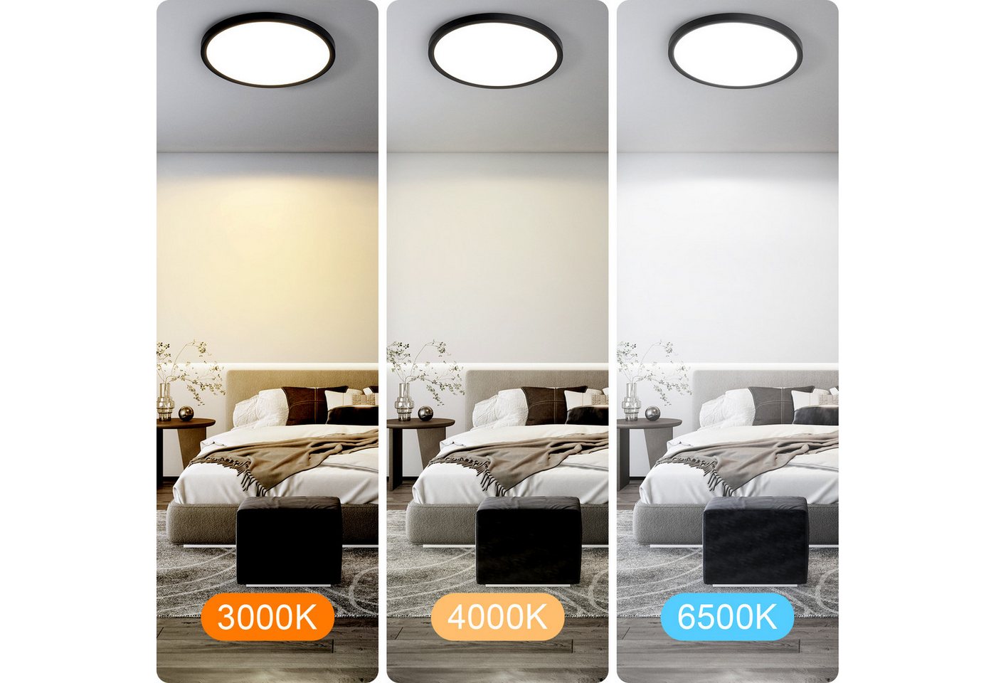 Nettlife LED Panel Flach Dimmbar Deckenleuchte 30cm Rund Weiß 24W zimmer, Dimmbar mit Fernbedienung, LED fest integriert, Kaltweiß, Warmweiß, Neutralweiß, Flurl – Bild 2 von 5