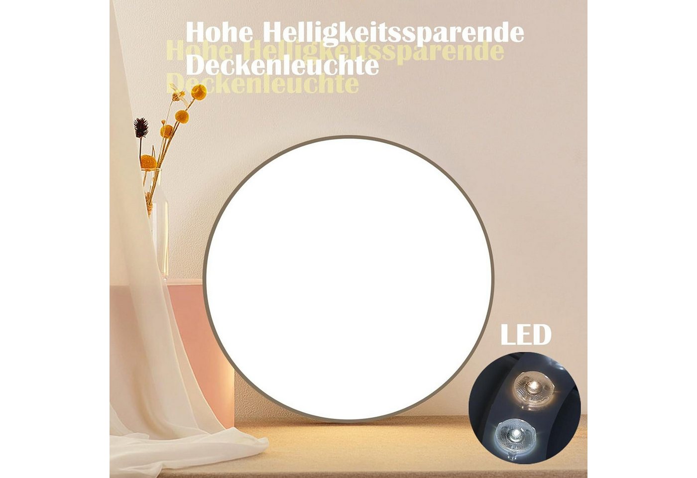 Nettlife LED Panel Schwarz/weiß flach rund Dimmbar Deckenleuchte inkl. Fernbedienung, LED fest integriert, Warmweiß, Neutralweiß, Kaltweiß, für Wohnzimmer Küche – Bild 2 von 5