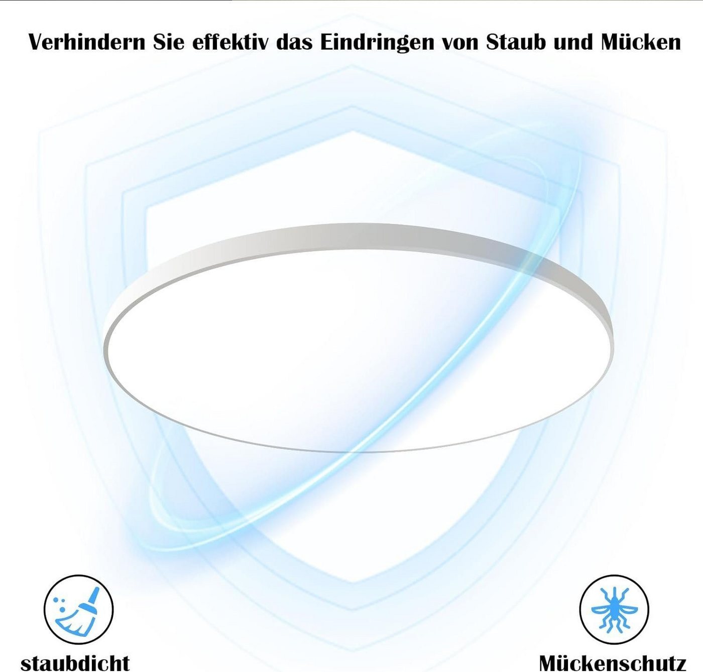 Nettlife LED Panel Schwarz/weiß flach rund Dimmbar Deckenleuchte inkl. Fernbedienung, LED fest integriert, Warmweiß, Neutralweiß, Kaltweiß, für Wohnzimmer Küche – Bild 5 von 5