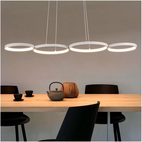 Nettlife LED Pendelleuchte Esszimmer Dimmbar mit Fernbedienung Weiß 54 W 88CM, Höhenverstellbar, LED fest integriert, Warmweiß Neutralweiß Kaltweiß, Wohnzimmer 
