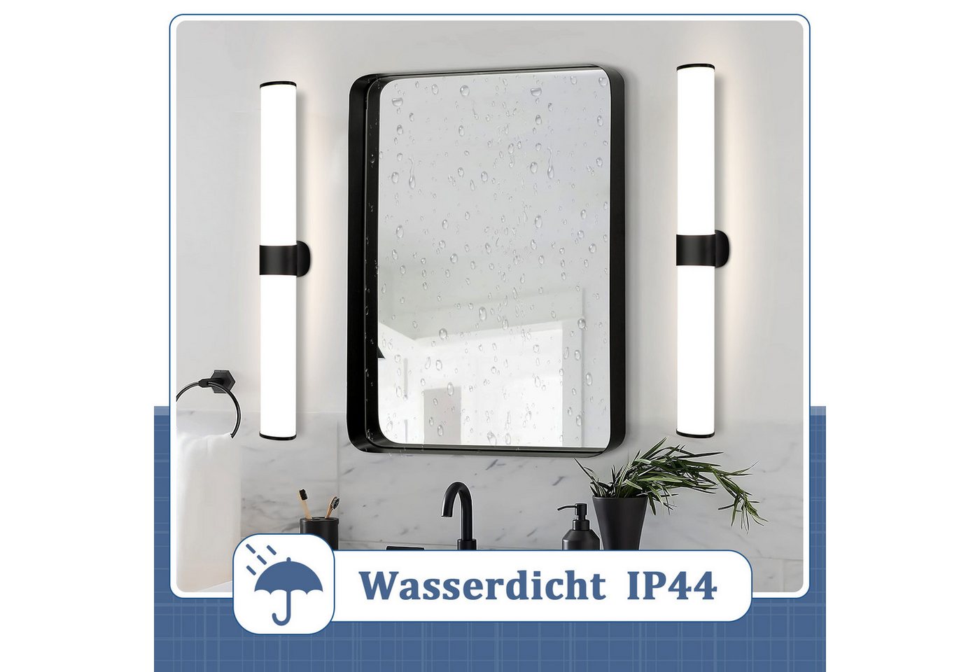 Nettlife LED Spiegelleuchte Bad Spiegellampe Badleuchte Chrom Wandlampe, LED fest integriert, Neutralweiß, Keller Küche – Bild 4 von 5