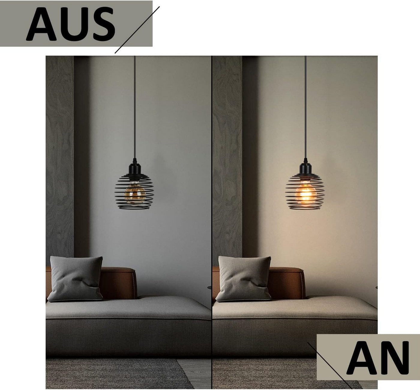 Nettlife Pendelleuchte Schwarz 1,5 m Höhenverstellbare Hängeleuchte Schalter am Kabel E27, LED wechselbar, für Wohnzimmer Esszimmer Küche inkl. Stecker – Bild 4 von 5