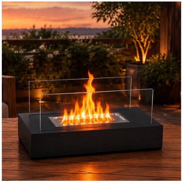 Nettlife Tischfeuer Ethanol Tischkamin Eckig/Rund Kamin Indoor Outdoor Tischfeuerstelle (Set, für Tisch, Terrasse, Balkon & Garten), Die Party Geschenkideens od