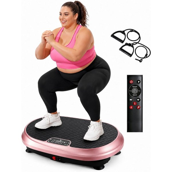 Nettlife Vibrationsplatte 3D 199 Stufen 9 Programmen Ganzkörpertraining bis 150 kg Belastbar, 200 W, Plate Bluetooth Fitnessgeräte Zuhause 2 Bändern & Fernbedie