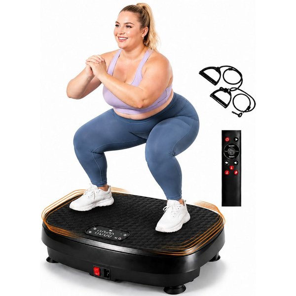 Nettlife Vibrationsplatte 3D 9 Trainingsprogramme 199 Intensitätsstufen Bluetooth 2 Bändern, 200 W, Vibration Plate Bluetooth Fitnessgeräte Zuhause Max. Belastu