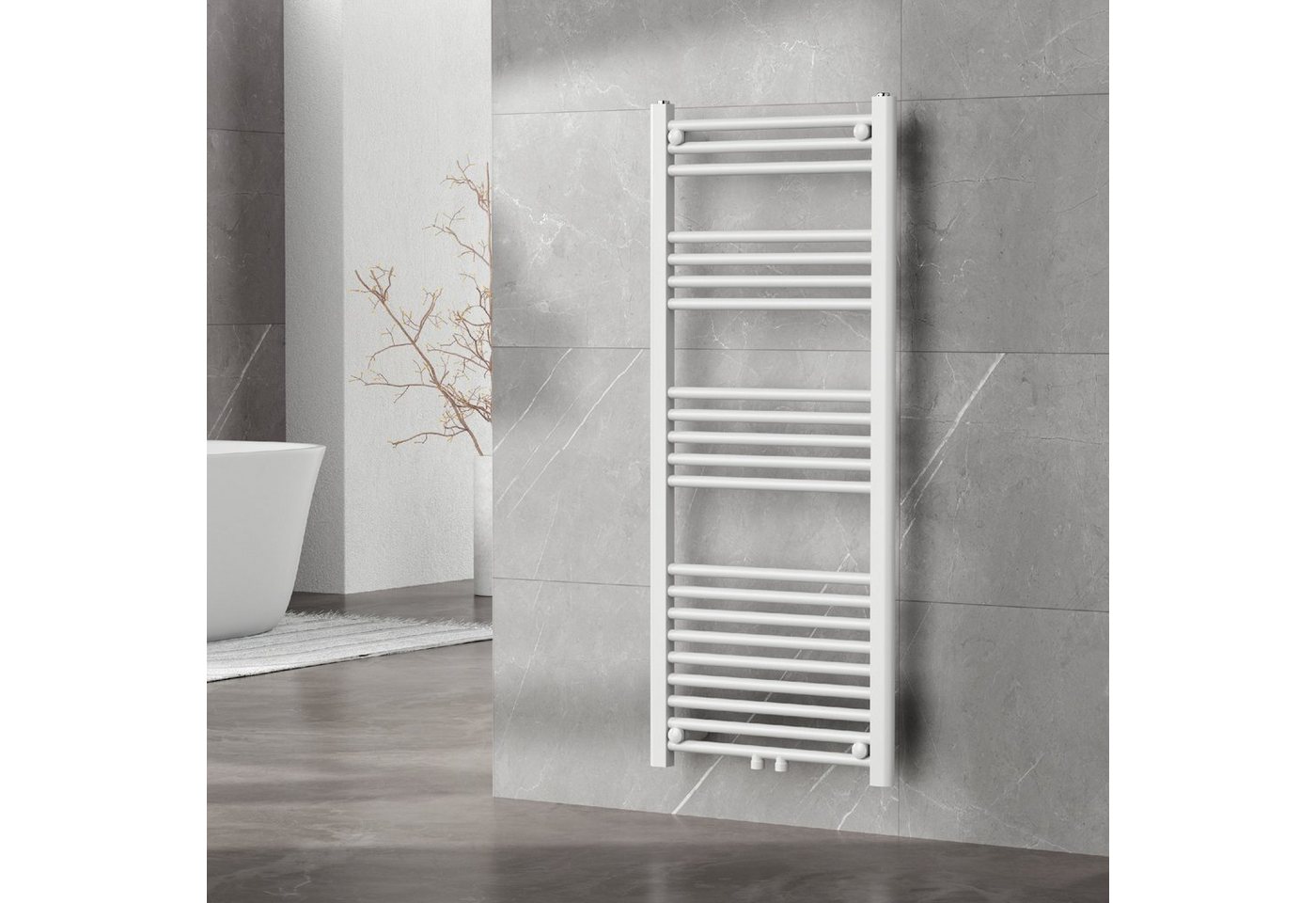 neu.haus Badheizkörper, »Voss« Handtuchheizkörper mit Stangen 120 x 50 cm Weiß – Bild 2 von 5