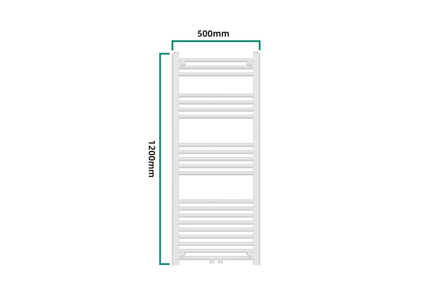 neu.haus Badheizkörper, »Voss« Handtuchheizkörper mit Stangen 120 x 50 cm Weiß – Bild 4 von 5