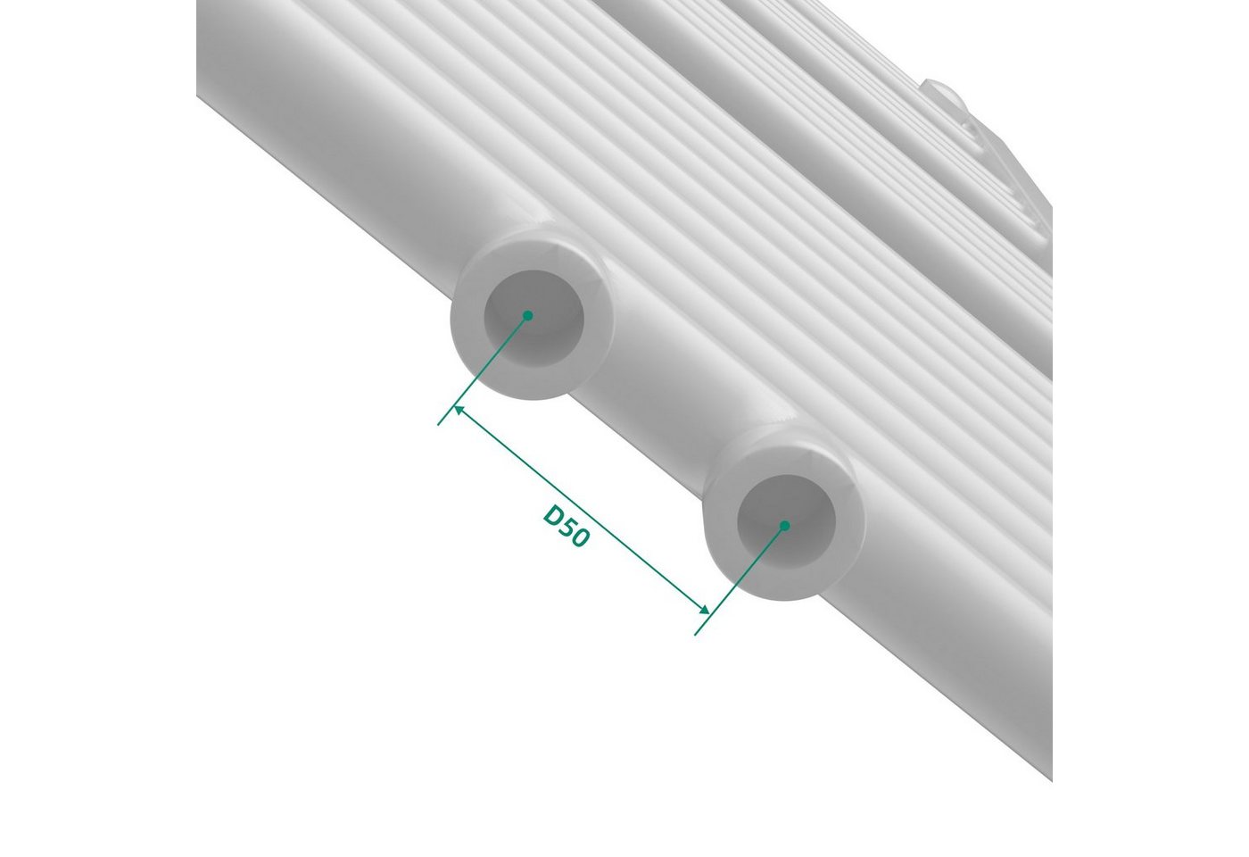 neu.haus Badheizkörper, »Voss« Handtuchheizkörper mit Stangen 120 x 50 cm Weiß – Bild 5 von 5