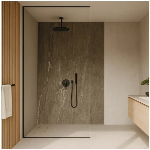 neu.haus Duschrückwand, (Set, 16-tlg), Wandpaneel »Bladel« 120 x 60 cm Ash Grey