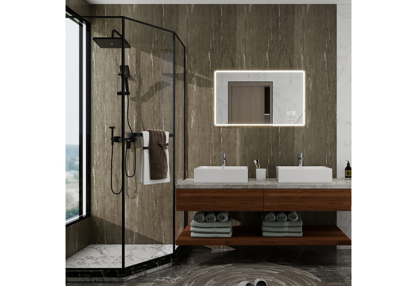 neu.haus Duschrückwand, (Set, 16-tlg), Wandpaneel »Bladel« 120 x 60 cm Ash Grey – Bild 2 von 5