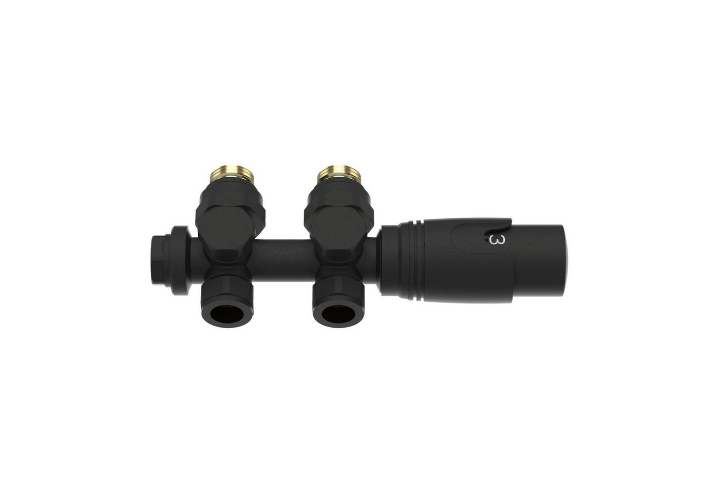neu.haus Heizkörperthermostat, »Gloppen« Multiblock Set mit Thermostatkopf Messing Schwarz – Bild 2 von 5