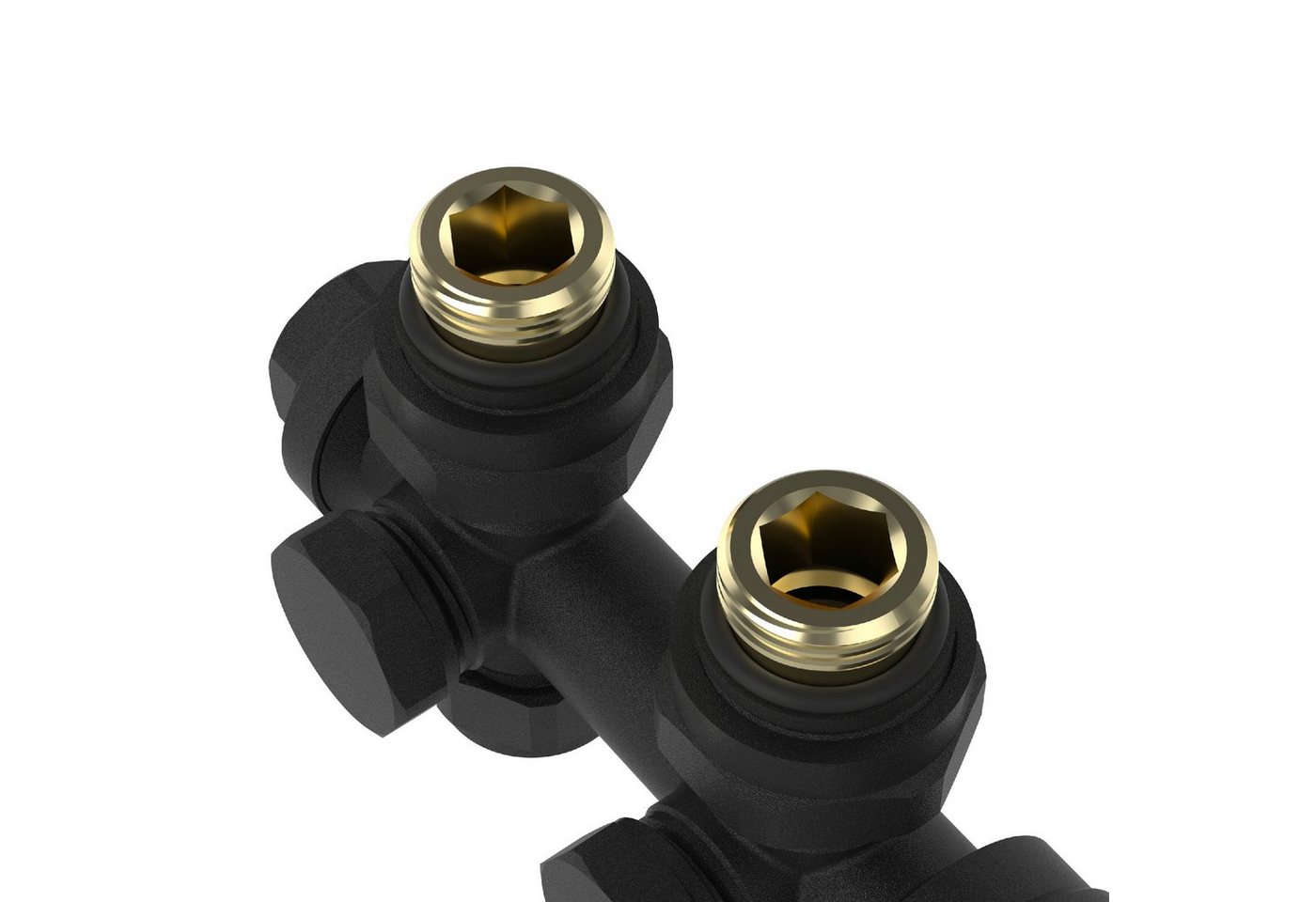 neu.haus Heizkörperthermostat, »Gloppen« Multiblock Set mit Thermostatkopf Messing Schwarz – Bild 5 von 5