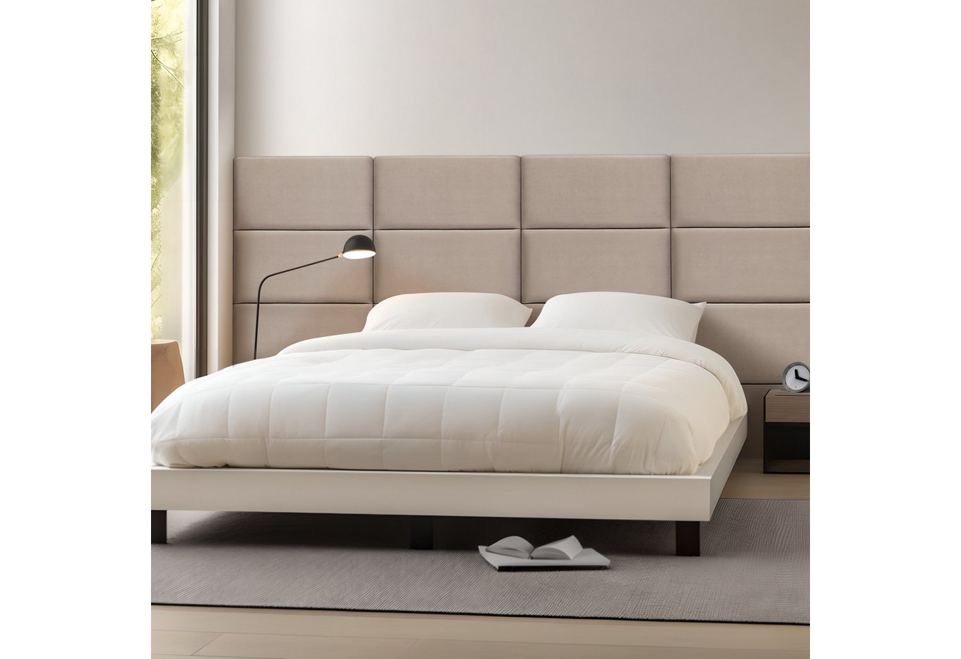 neu.haus Wandpolster, (Set, 3 Stück), »Carpino« Wandkissen Samt 60 x 30 cm Hellgrau – Bild 2 von 5