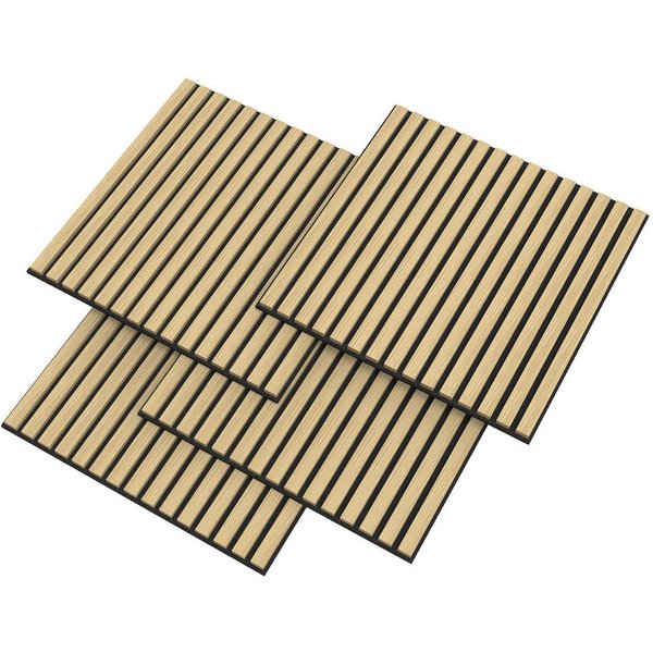 neu.holz 3D Wandpaneel, BxL: 60x60 cm, (Set, 4-tlg) »Vang« mit geradlinigen Lamellen 60x60 cm Eichenoptik