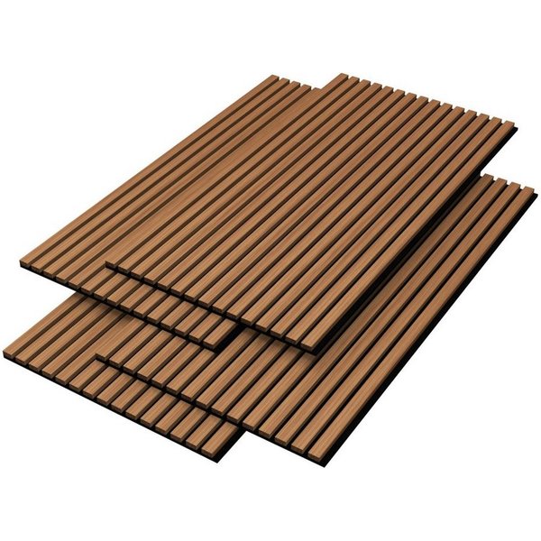 neu.holz 3D Wandpaneel, (Set, 4-tlg) »Vang« Akustik Wandpaneel im 4er Set Teak