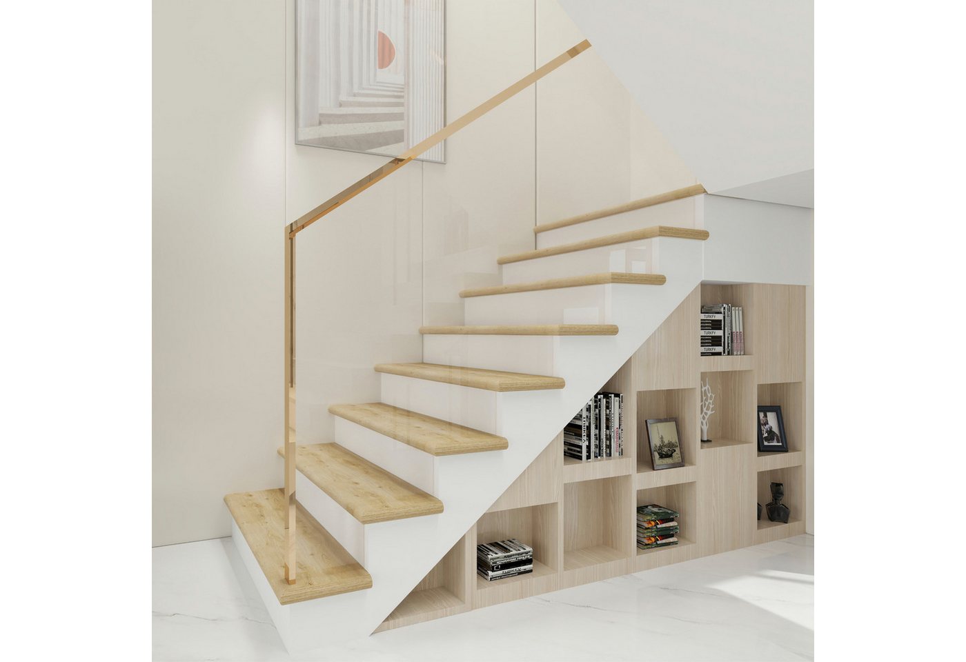 neu.holz Treppenstufen-Set, Set, 8 St., »Bunschoten« Treppenverkleidung 8er Set Eichenoptik – Bild 2 von 5