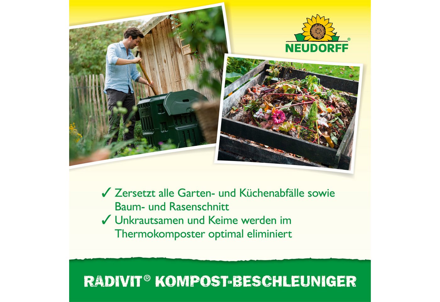 Neudorff Kompostbeschleuniger Radivit 1,75 kg, mit KompostBeschleuniger, (Kompost-Beschleuniger mit NPK-Dünger 8-3-4, Für bis zu 58 m² Fläche oder 3,5 m³ Kompos – Bild 4 von 5
