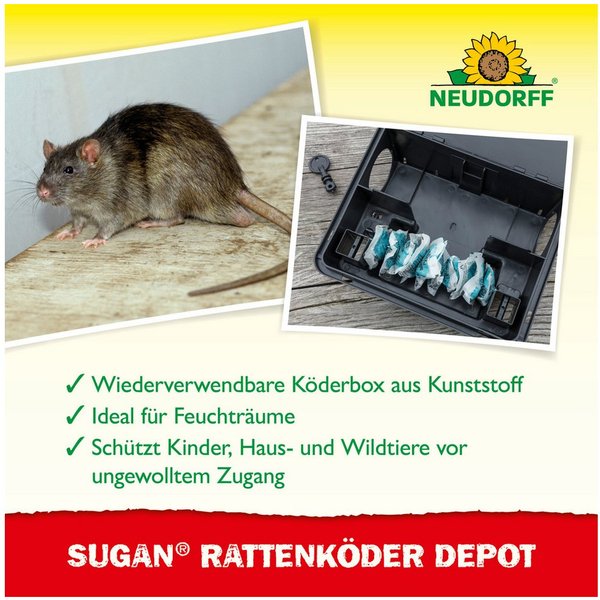 Neudorff Lebendfalle Sugan RattenKöder Depot 2-in-1, Flexibel mit verschiedenen Rattenködern einsetzbar