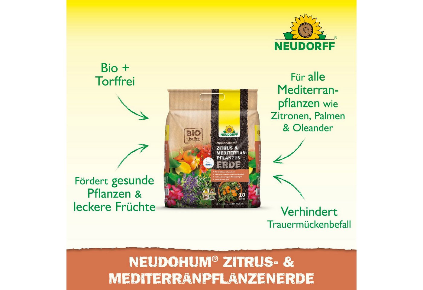 Neudorff Spezialerde Neudohum Mediterranpflanzen- und PalmenErde 10 Liter – Bild 2 von 5