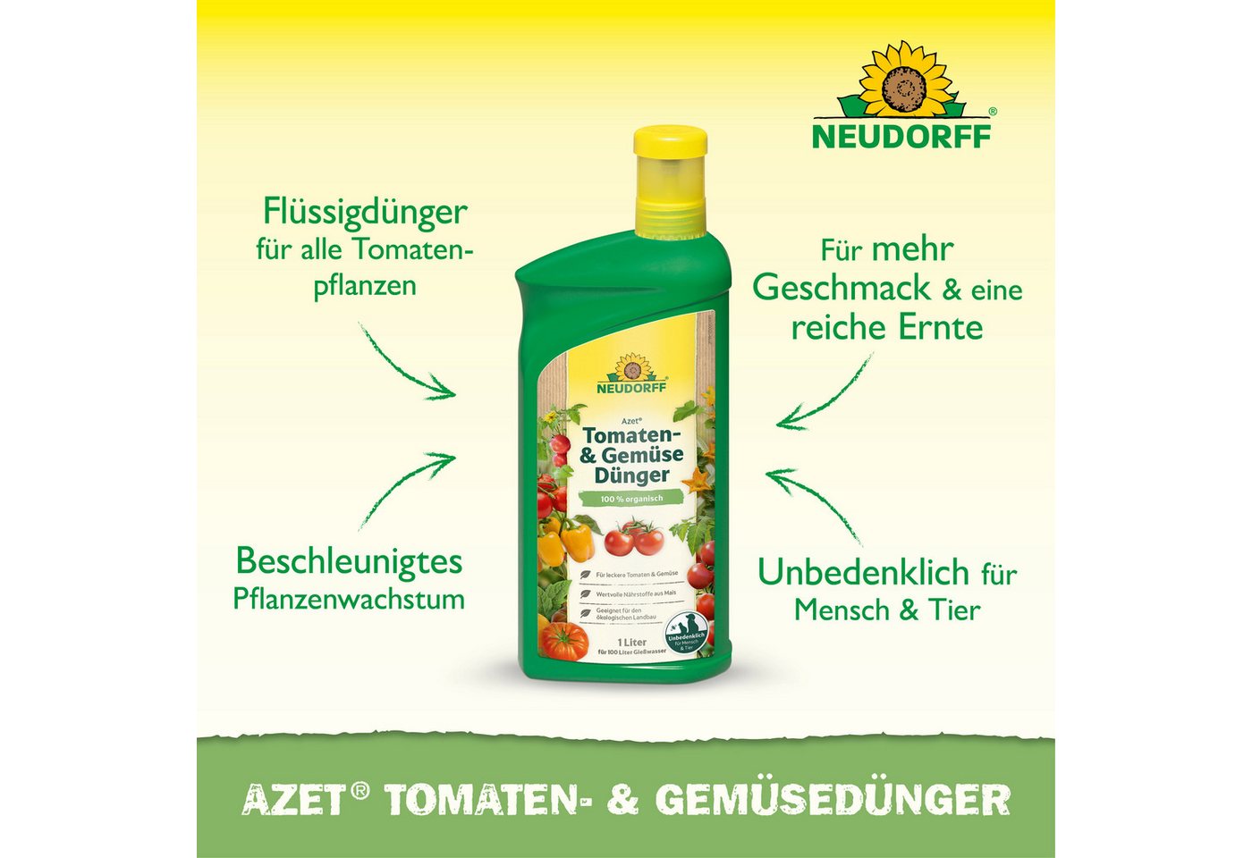 Neudorff Universaldünger Azet 1 Liter, 1 L für bis zu 200 L Gießwasser, NPK 3-3-3 mit Magnesium zur vielseitigen Nährstoffversorgung, Für Zimmer-, Balkon- und w – Bild 2 von 5