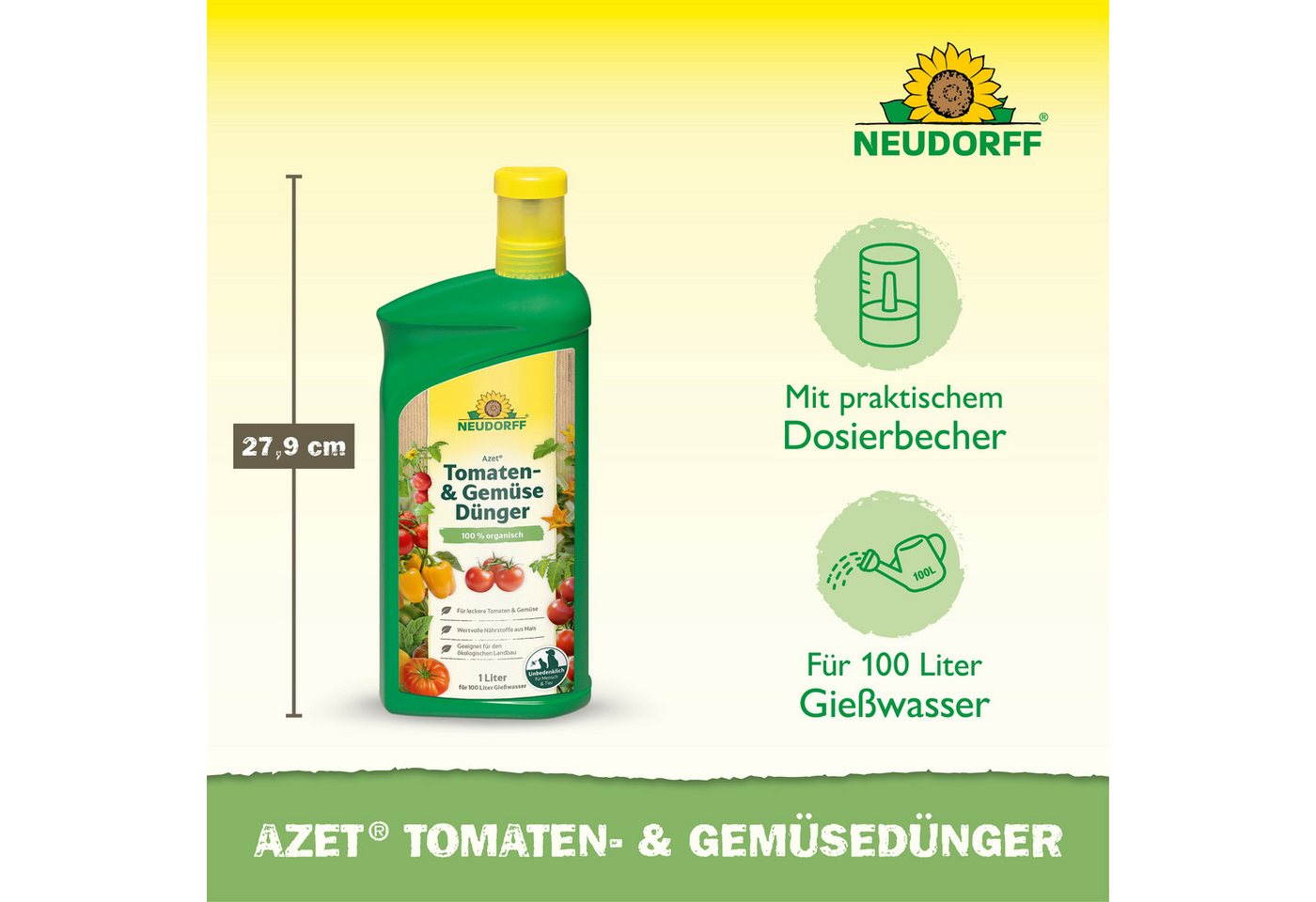 Neudorff Universaldünger Azet 1 Liter, 1 L für bis zu 200 L Gießwasser, NPK 3-3-3 mit Magnesium zur vielseitigen Nährstoffversorgung, Für Zimmer-, Balkon- und w – Bild 3 von 5