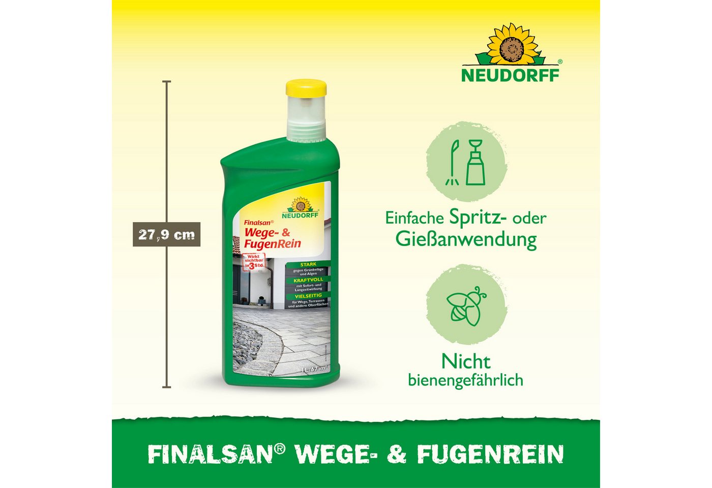 Neudorff Unkrautbekämpfungsmittel Finalsan Wege- und FugenRein 1 Liter, 1000 ml, 1 St., Gegen Algen & Grünbeläge auf Wegen, Terrassen und Mauern, Konzentrat zum – Bild 3 von 5