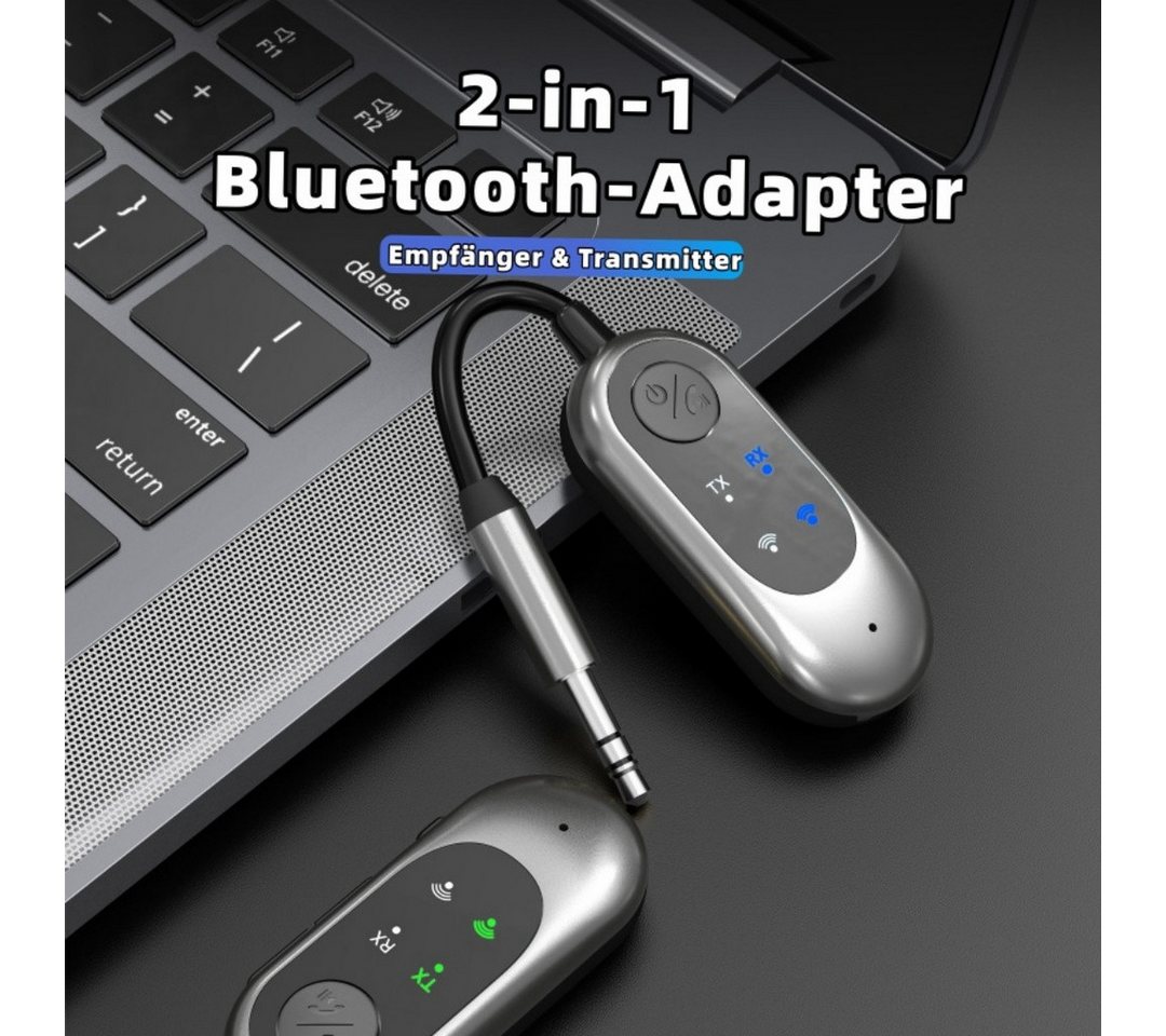 neue dawn 2 in 1 AUX Auto Bluetooth 5.3 Empfänger Transmitter KFZ Audio Adapter Audio-Adapter, aux bluetooth adapter auto,Bluetooth Sender,Empfänger,fm transmit – Bild 2 von 5