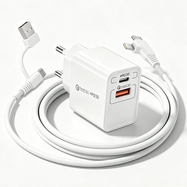 neue dawn 20W USB C Schnellladegerät mit 4in1 Kable für iPhone 16 15 14 13 Serie USB-Ladegerät (1* 20W Ladegerät + 1*4in1 Ladekabel, 1-tlg., 1, iPhone Air 16 15