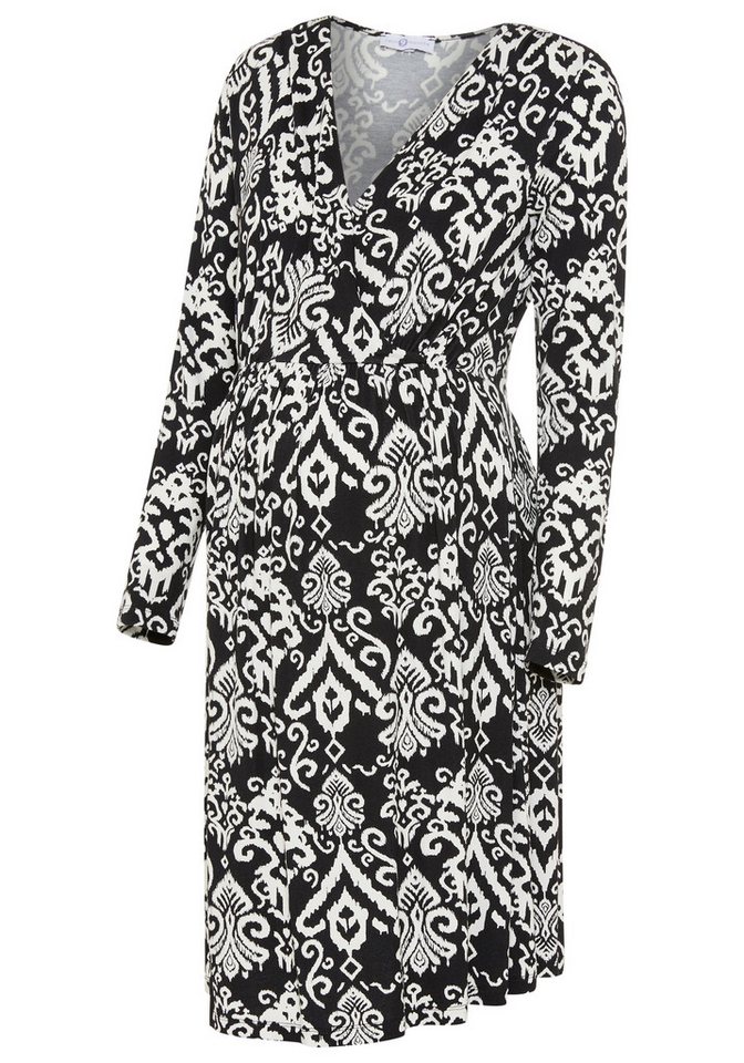 Neun Monate Umstandskleid, Viskose-Kleid für Schwangerschaft und Stillzeit, Stillkleid in fließender Form und mit modischem Mustser – Bild 5 von 5