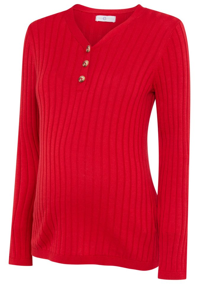 Neun Monate Umstandspullover Feinstrick-Umstandspullover mit Knöpfen - Stillpullover Langarm, aus Feinstrick, mit tiefem V-Ausschnitt – Bild 5 von 5