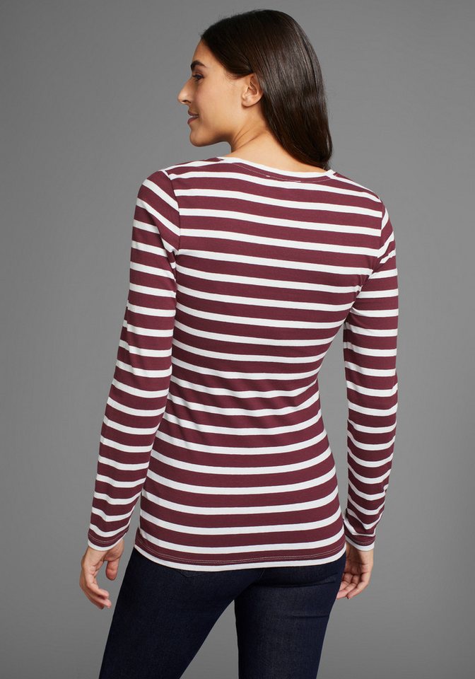 Neun Monate Umstandsshirt, 2er Pack Shirts für Schwangerschaft und Stillzeit (Packung, 2-tlg., 2) Langarm, figurbetont, unifarben oder geringelt – Bild 3 von 5