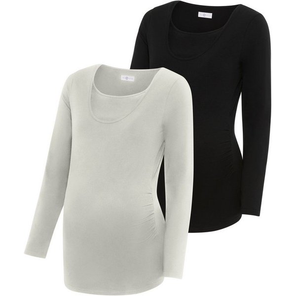 Neun Monate Umstandsshirt 2er Pack Stillshirts mit praktischem Ausschnitt (Packung, 2-tlg., 2) 2er Pack Umstands-Shirt für Schwangerschaft und Stillzeit