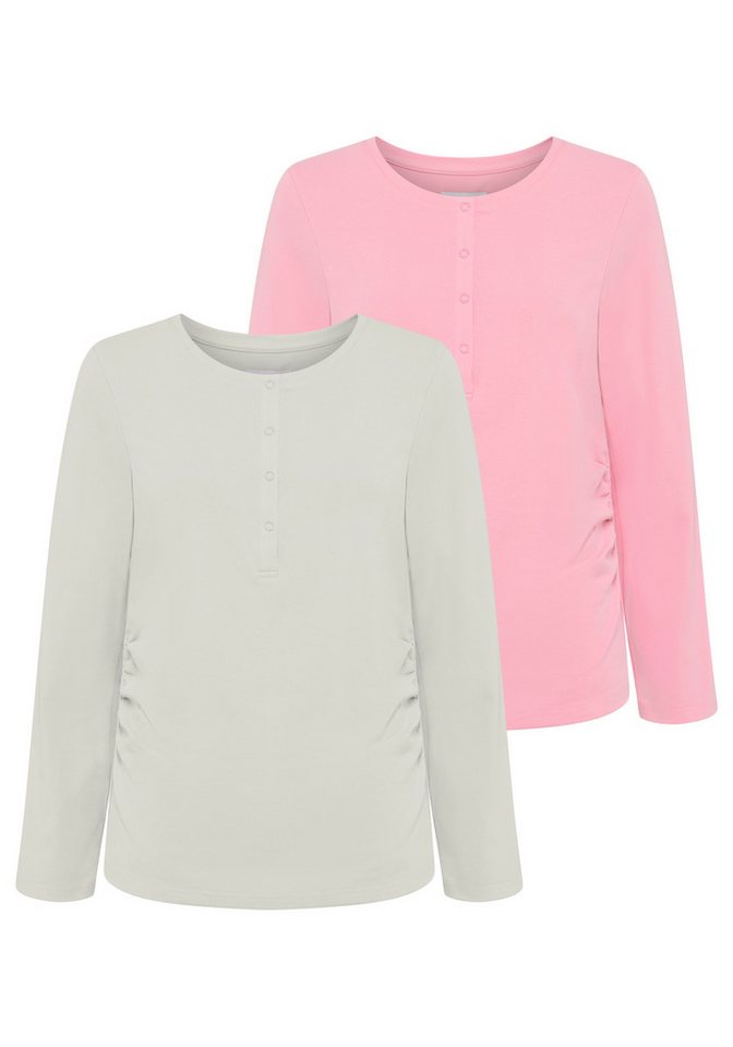 Neun Monate Umstandsshirt 2er Pack Stillshirts mit praktischem Ausschnitt (2-tlg) 2er Pack Umstands-Shirt für Schwangerschaft und Stillzeit – Bild 2 von 5