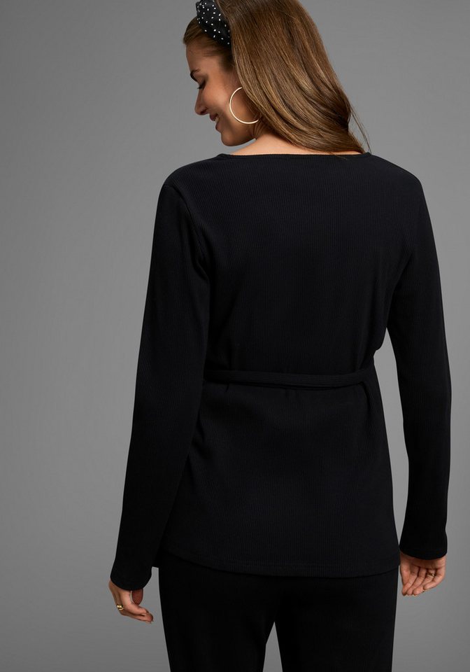 Neun Monate Umstandsshirt Stillshirt, Wickelrippenshirt für Schwangerschaft und Stillzeit Wickelshirt aus Rippware für Schwangerschaft und Stillzeit – Bild 2 von 5