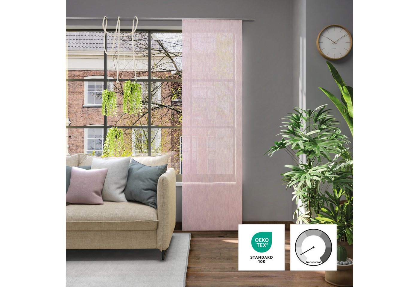 Neutex for you! Schiebegardine Libre (1 St), Paneelwagen, halbtransparent, Jacquard, 60 x 245 cm (B x H) – Bild 4 von 5