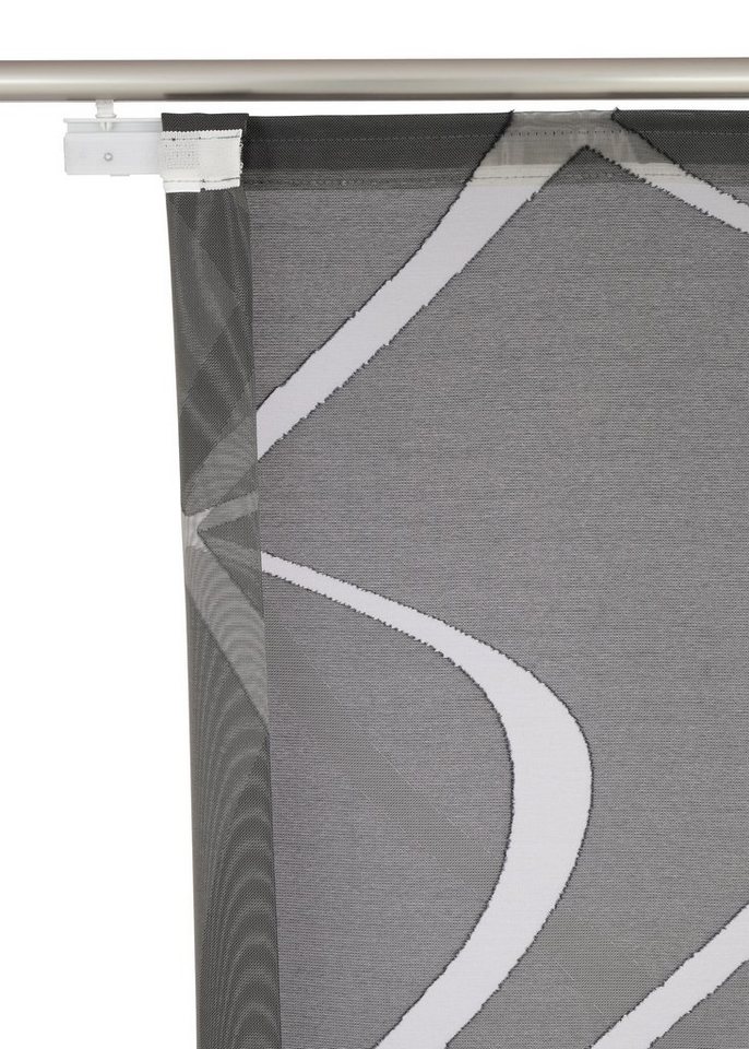 Neutex for you! Schiebegardine Rumbek, 1 Stück, Klettband, halbtransparent (1 St), Klettband, halbtransparent, Scherli, inkl. Befestigungszubehör, Breite: 57 cm – Bild 3 von 5
