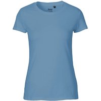 Neutral Bio-Damen-T-Shirt mit Rundhalsausschnitt, dusty indigo