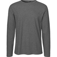 Neutral Bio-Herren-Langarmshirt mit Rundhalsaussschnitt dark heather
