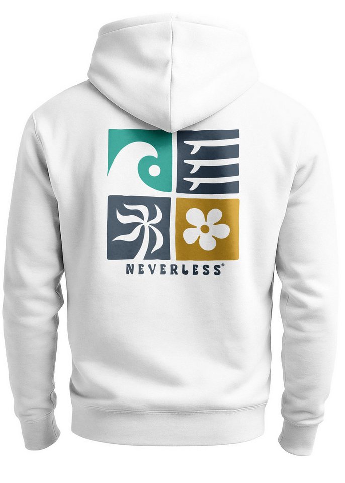 Neverless Hoodie Hoodie Backprint Herren Surfer Style Rückenaufdruck Icons Maritim – Bild 2 von 5