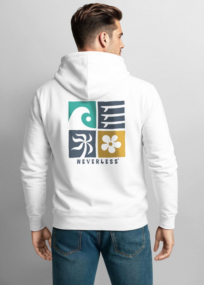 Neverless Hoodie Hoodie Backprint Herren Surfer Style Rückenaufdruck Icons Maritim – Bild 4 von 5
