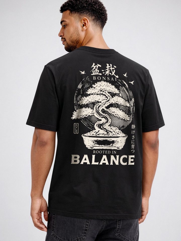 Neverless Oversize-Shirt Herren T-Shirt - Design Bonsai - Relaxed Fit Printshirt Sommer mit Print – Bild 2 von 5
