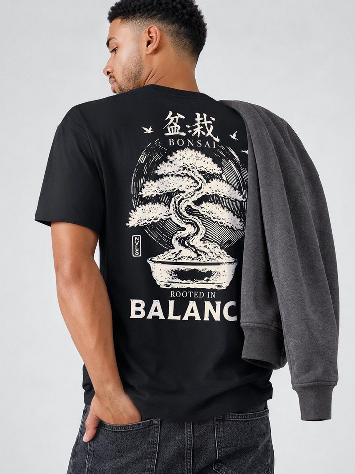 Neverless Oversize-Shirt Herren T-Shirt - Design Bonsai - Relaxed Fit Printshirt Sommer mit Print – Bild 5 von 5
