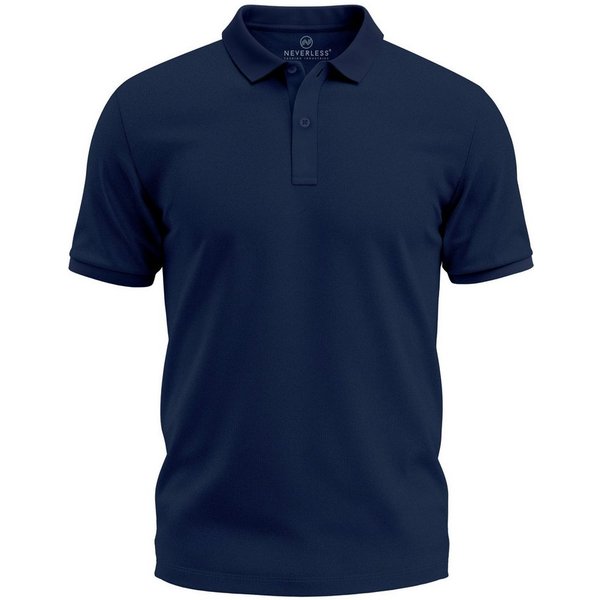 Neverless Poloshirt Herren Polo-Shirt Basicshirt mit Polokragen und Knopfleiste Baumwolle mit Print
