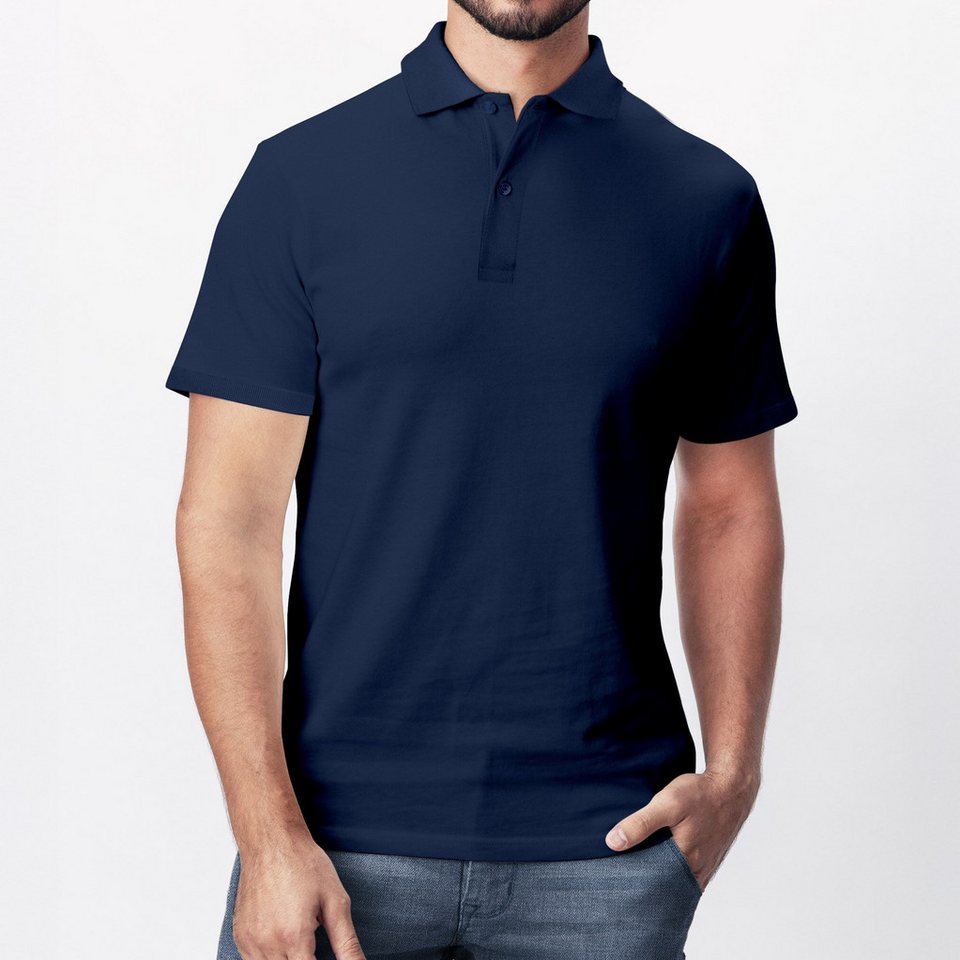 Neverless Poloshirt Herren Polo-Shirt Basicshirt mit Polokragen und Knopfleiste Baumwolle mit Print – Bild 3 von 5