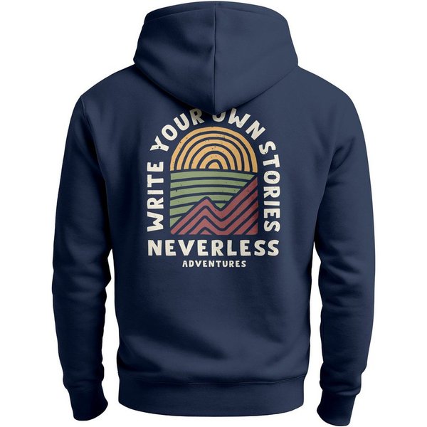 Neverless Sweatjacke Herren Sweatjacke Backprint Adventure Zip Hoodie Männer Casual