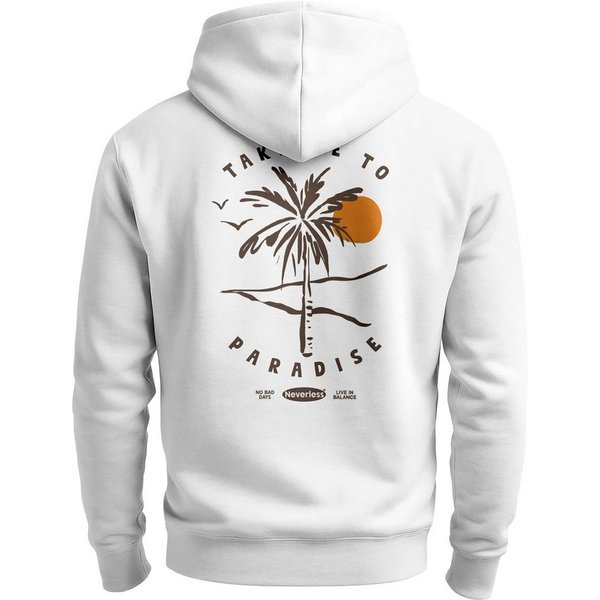 Neverless Sweatjacke Herren Sweatjacke Backprint Palme Graphic Design Zipjacke Zip-Hoodie