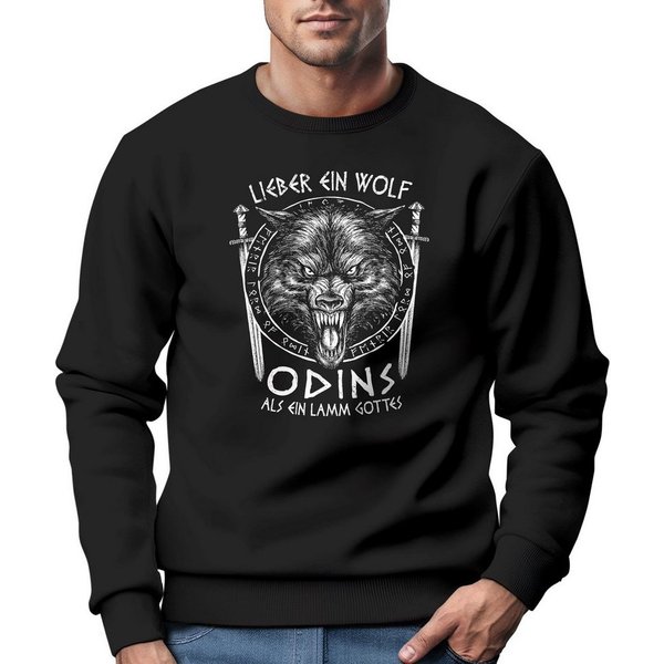 Neverless Sweatshirt Sweatshirt Herren Lieber ein Wolf Odins als ein Lamm Gottes nordische
